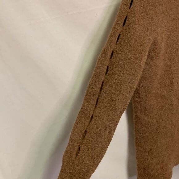 Banana Republic Brown Wool Blend Diamond Cutout Open Front LS Cardigan Size M - Picture 10 of 13